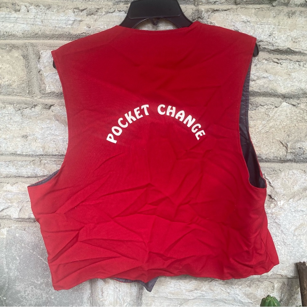 Vintage Gourmet Pocket Change red button down vest as is